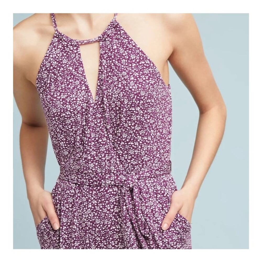Anthropologie Maeve Claremont Jumpsuit Purple Floral Size XS - Picture 3 of 13